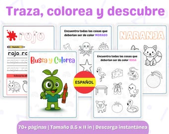 Libro Para Colorear En Español Para Niños, Actividad Imprimible En PDF Para Trazar (Edades 2 A 6)