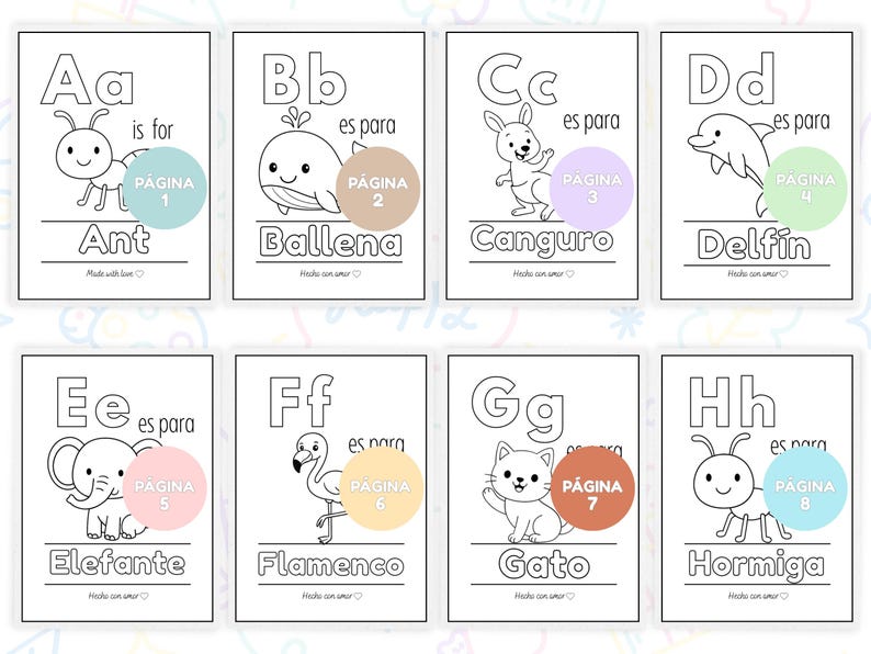 ABC De Animales Para Colorear | Libro Infantil A–Z En PDF Imprimible ...