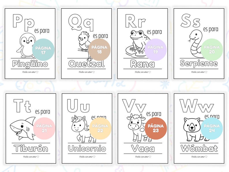 ABC De Animales Para Colorear | Libro Infantil A–Z En PDF Imprimible ...