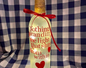 Decorated wine bottle