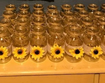 Wedding or party table topper Sunflower Jars Set of 4