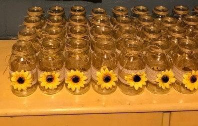 Wedding or party table topper Sunflower Jars Set of 4