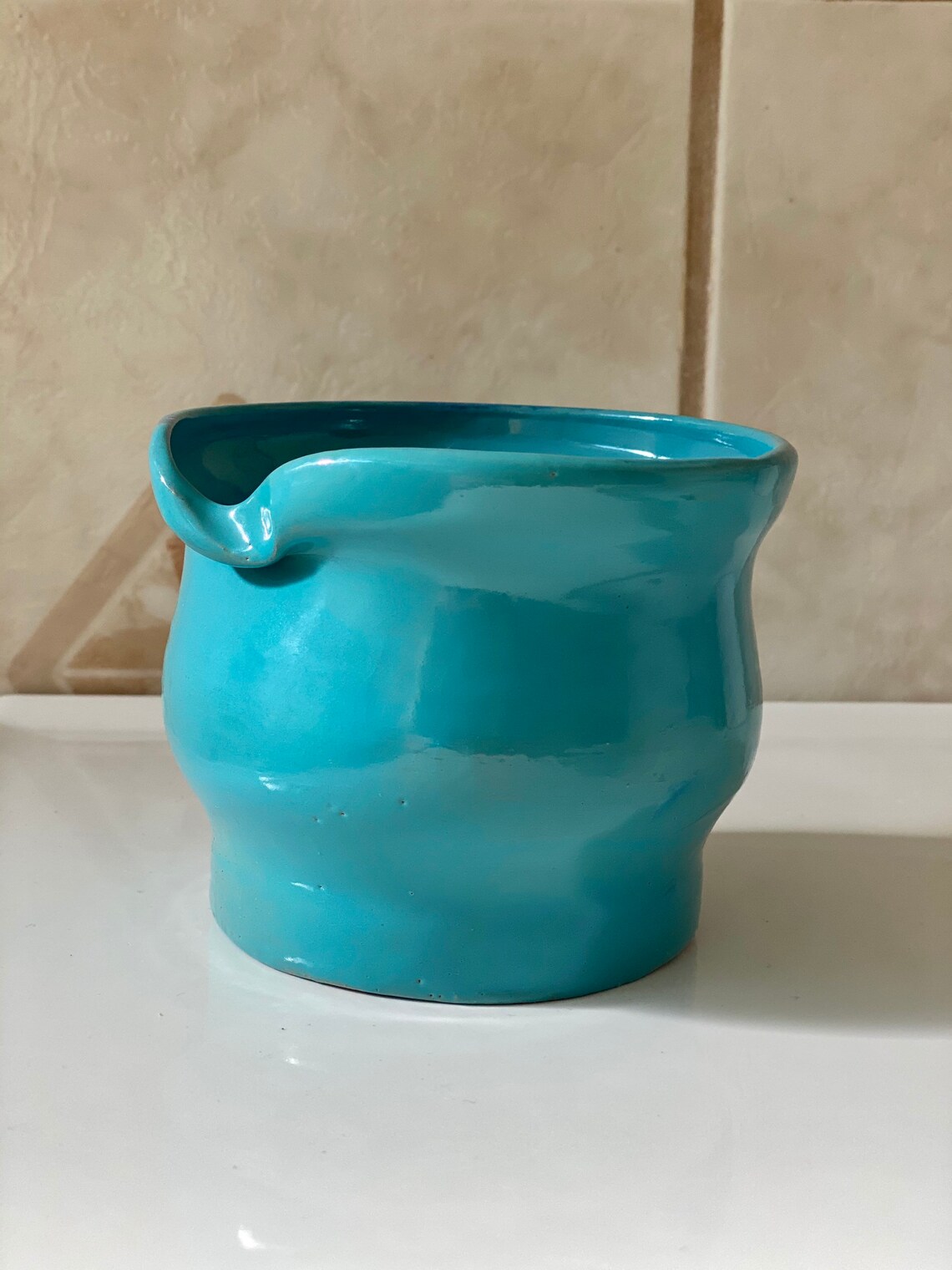 Blue Teal Plant Pot / Ceramic Cactus Pot / Handmade Pot / Etsy