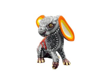 Kleiner handgefertigter Oaxaca Alebrije Hase - Lebendige mexikanische Geisttierfigur - Sammlerstück / Volkskunst