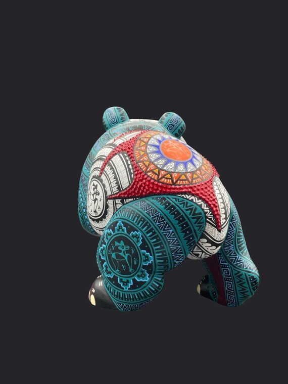 Oaxacan Alebrije Panda – Vibrant Hand-painted Mexican Wood