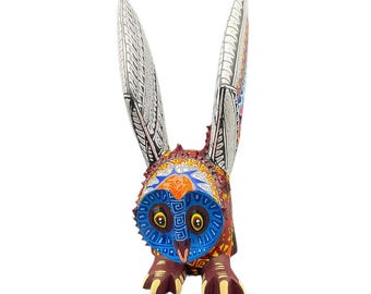 Äkta Oaxaca Alebrije-uggla – Handgjord mexikansk träsnideri – Liten