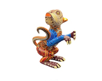 Vintage Hand Painted Oaxacan Monkey Carving - Alebrije Mexican