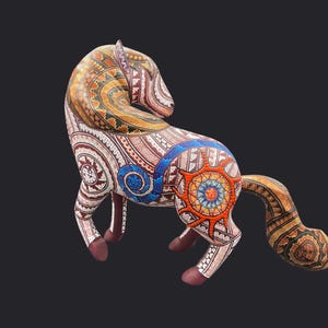 Handcrafted Oaxacan Alebrije Horse – Vibrant Mexican Spirit Animal Figurine – Collectible Folk Art - Medium