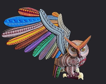 オオハシ鳥の像メキシコの芸術アレブリヘ彫刻、木製のオウムの装飾