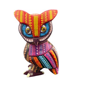 Oaxacan Alebrije Owl – Vibrant Hand-Painted Mexican Wood Sculpture – Unique Gift from Oaxaca