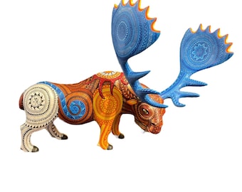 メキシコの民芸品 オアハカの木彫り アレブリヘ ハンドメイド フクロウ
