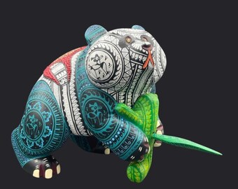 彫刻/オブジェ PACHYPATCHY Oaxacan Alebrije Panda – Vibrant Hand-painted Mexican Wood