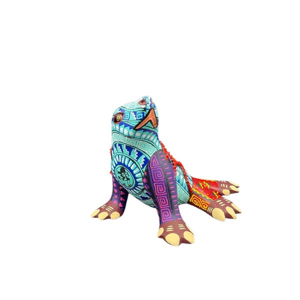 Colorful Sea Lion Alebrije – Hand-Carved Spirit Animal from Oaxaca – Unique Folk Art Figurine - Small