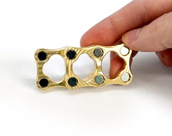 Double Micro Brass Fidget Slider | Pocket-Sized Metal Desk Toy | Quiet Tactile Fidget for Adults | Unique Gift Idea