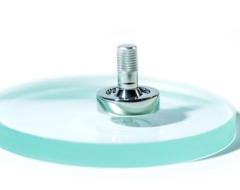 Glass Spinning Base and Stainless Steel Top Gift Set | Toy Top Gift Set | Top Spinning Base Set | Desk Office Toys | Gifts for Adults