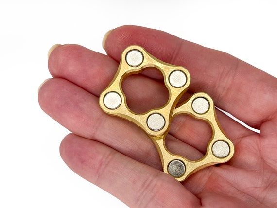Brass Micro Dual-Strength Magnetic Haptic Slider Fidget Toy | Metal Fidget Toy | Haptic Slider Toy | Stress Toy | Toy for Adults