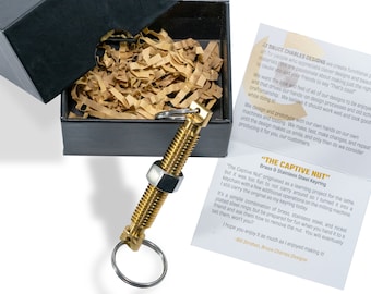 The Captive Nut Brass and Stainless Steel Fidget Spinner Keychain | Fidget Keychain | Metal Keychain | Keychain Gift