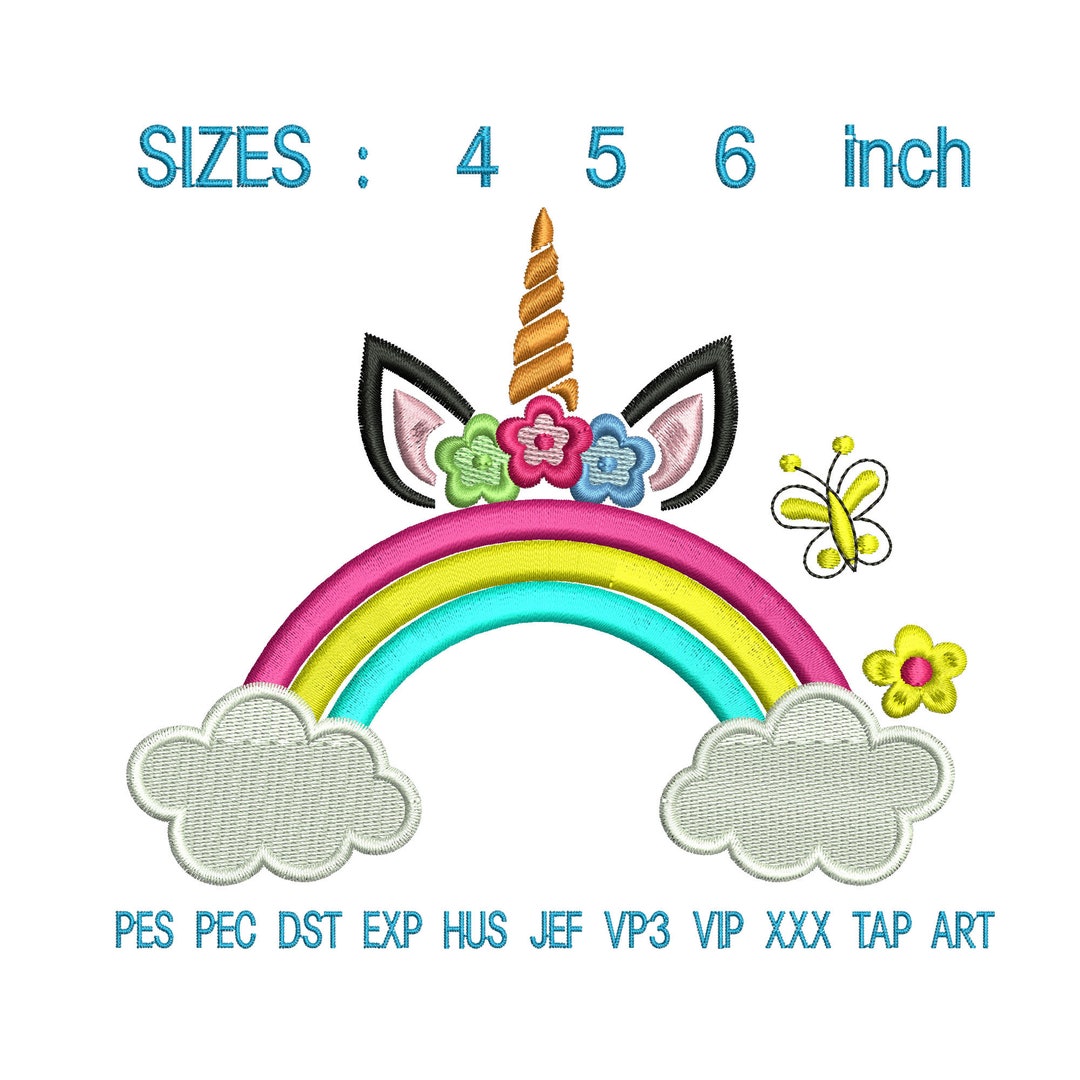 Unicorn Embroidery Design, Unicorn Rainbow Embroidery Machine, Rainbow