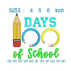 100 days of school embroidery design, 100 days of school embroidery machine, embroidery Pencil, embroidery design school pattern L307