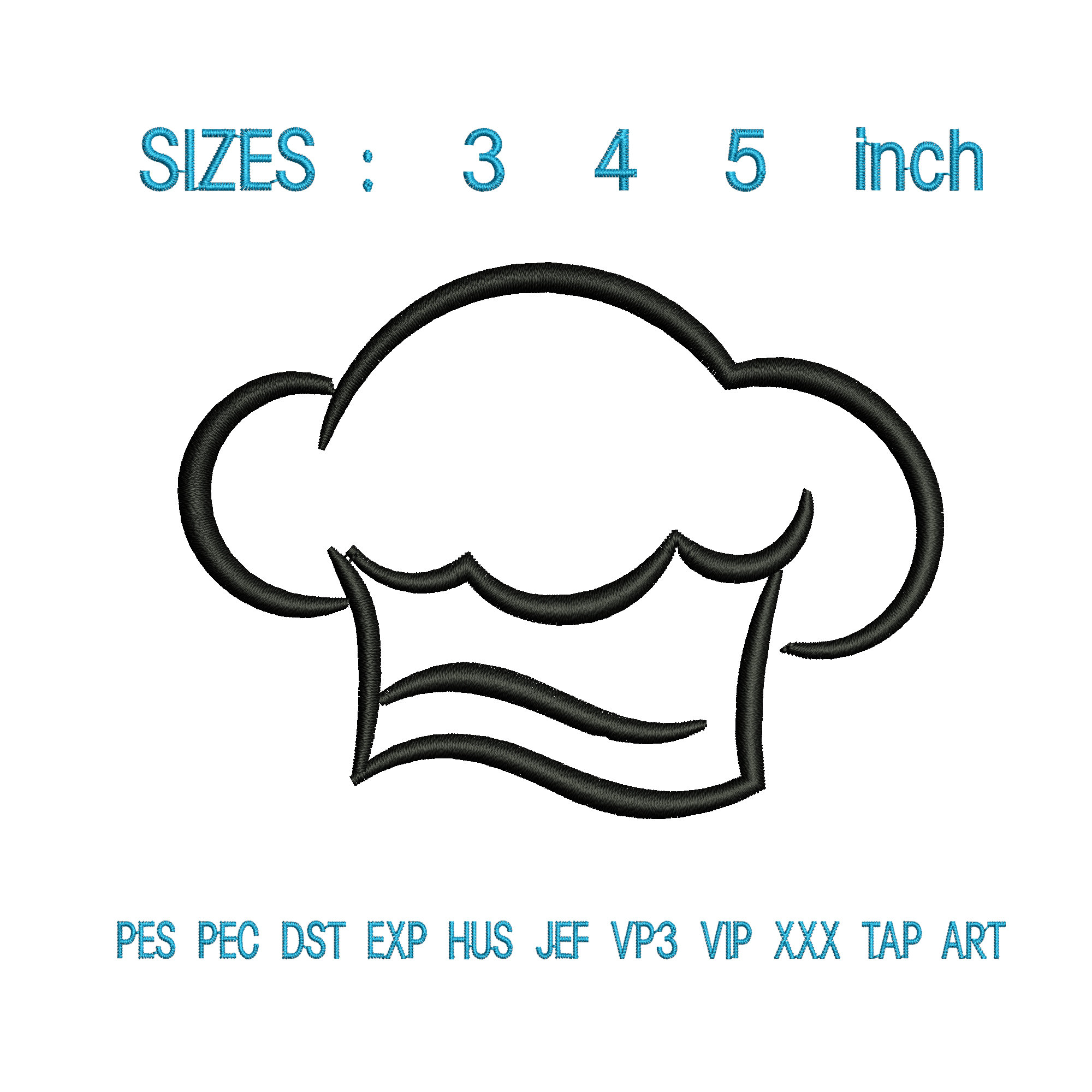 Chef Hat Outline Embroidery Design Chef Hat Embroidery Etsy