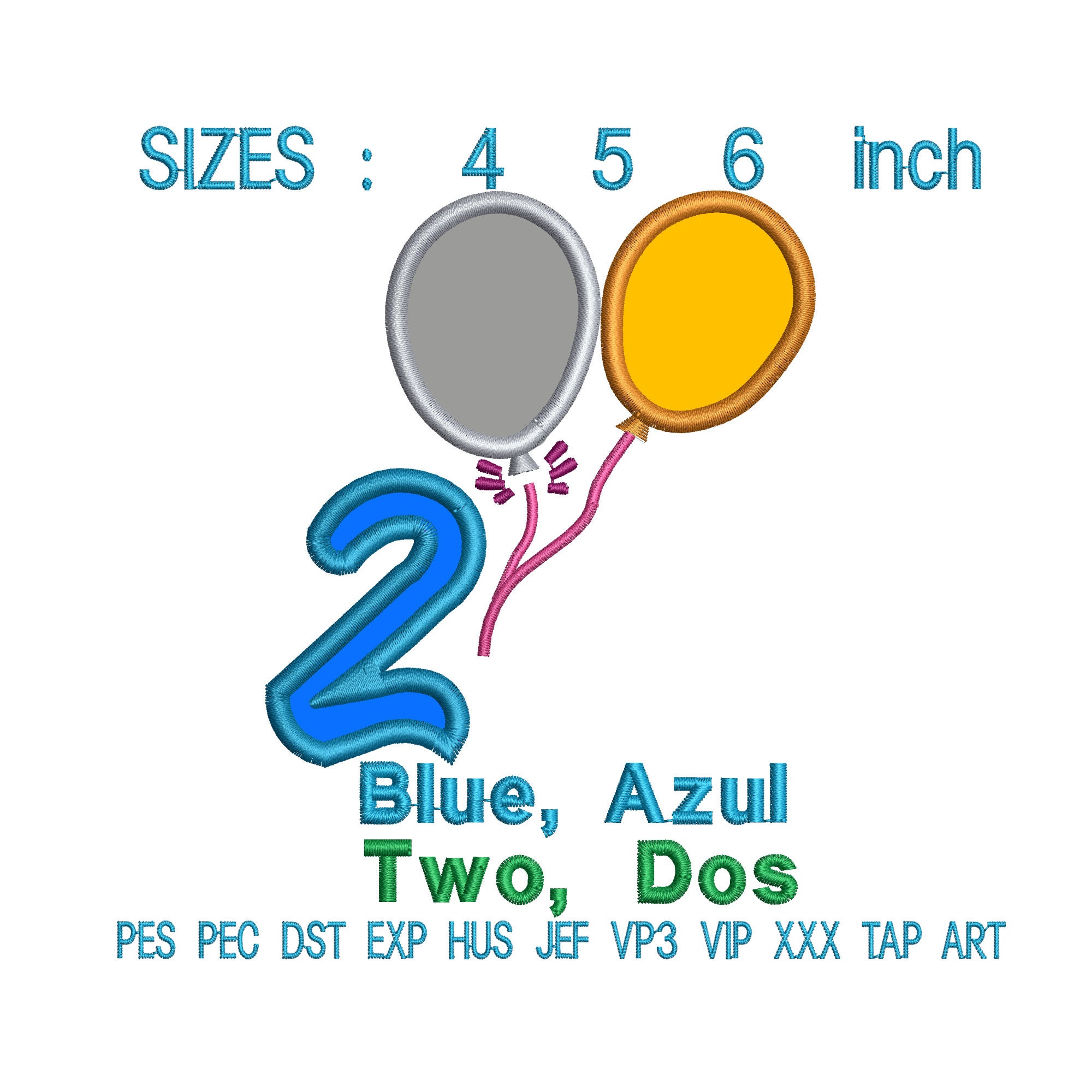 Balloons applique jessecmault 2nd birthday machine jessecmault  etsy