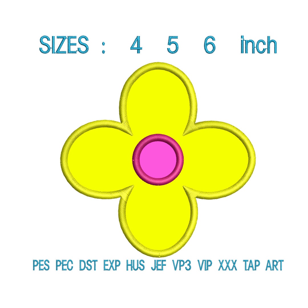 Flower Applique Embroidery Design Flower Embroidery Machine Etsy