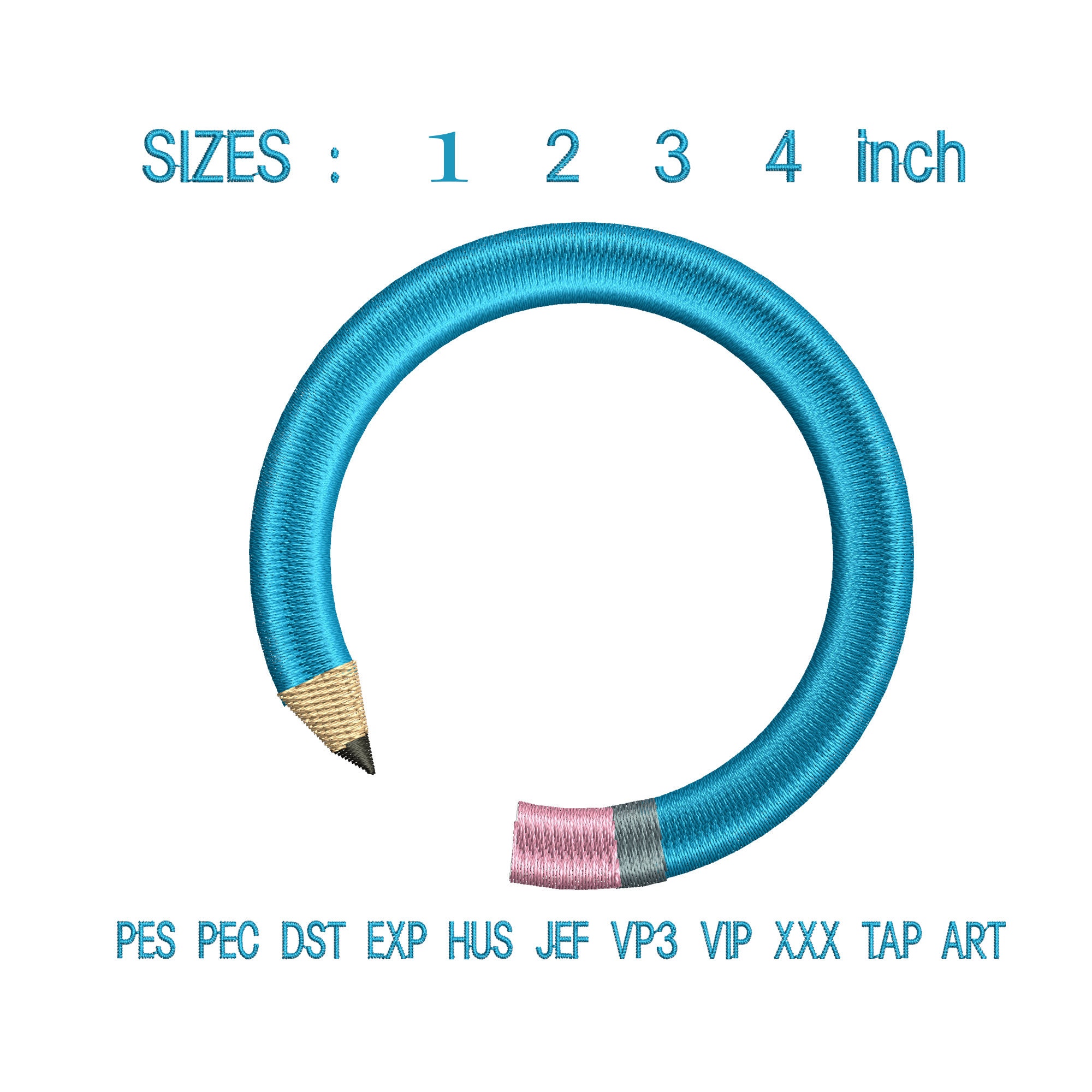 Curved Pencil Embroidery Design 100th Days of School Etsy