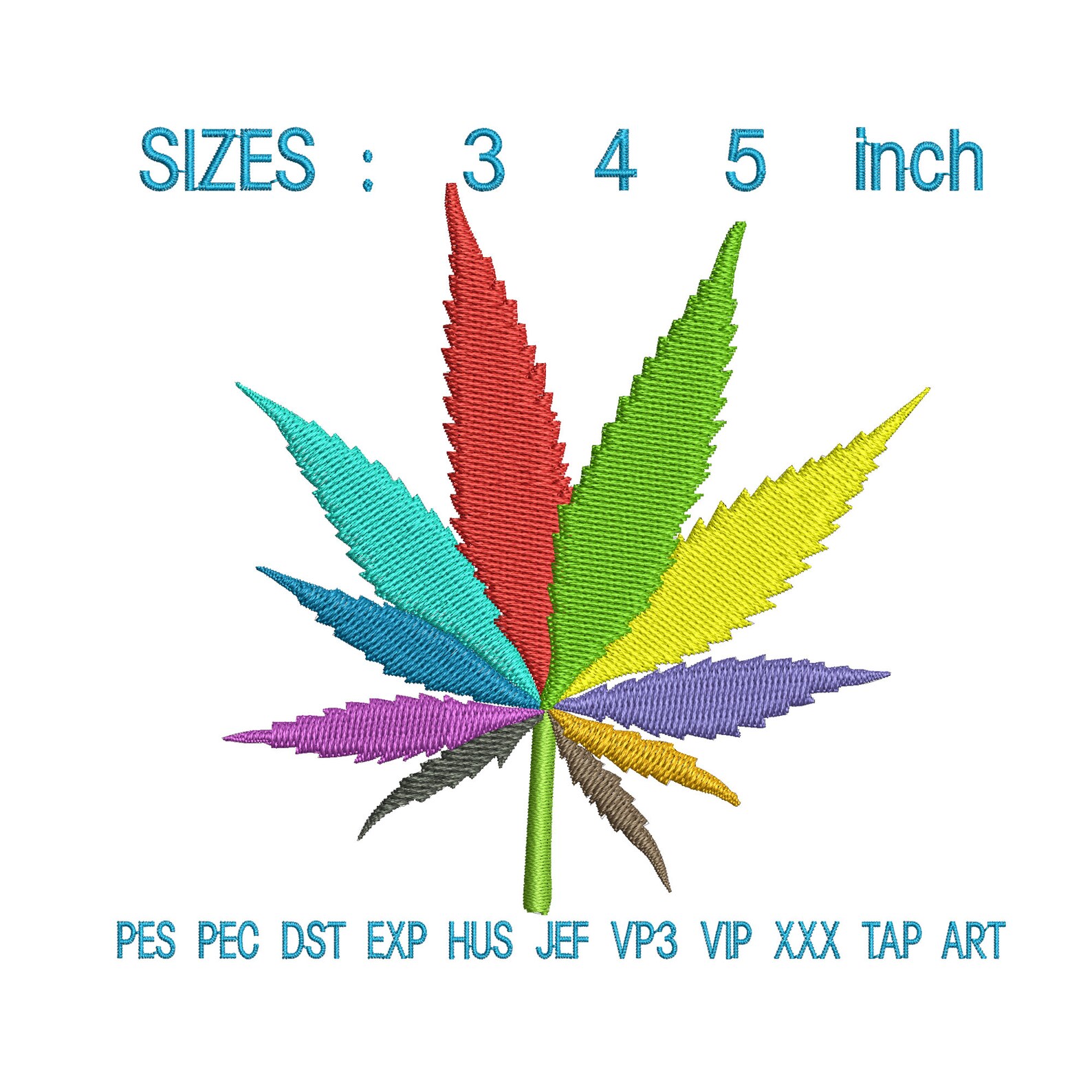 Marijuana Leaf Machine Embroidery Design, Marijuana Embroidery Machine