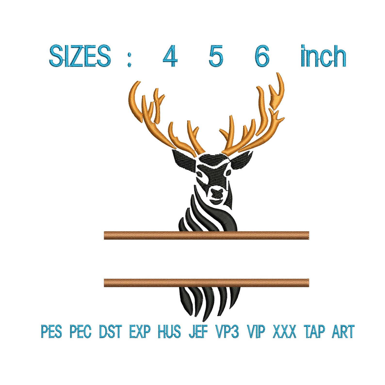 Deer Embroidery Design Split Deer Embroidery Design Etsy