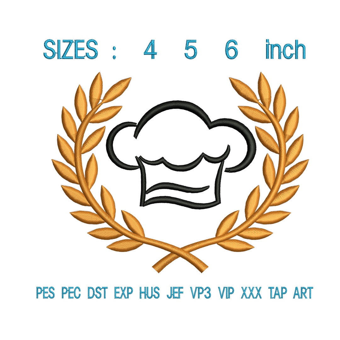 Chef Hat Laurel Embroidery Design Chef Hat Embroidery Etsy
