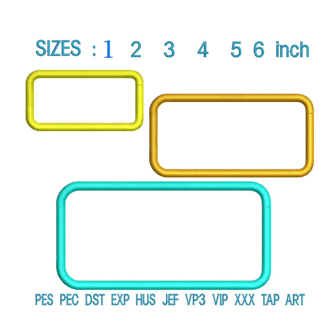 Rounded Rectangle Frame Applique Embroidery Design Rectangle Etsy