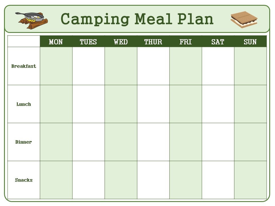 Camping Meal Planner Template