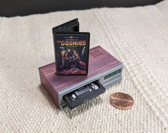1:6 scale VCR + video set, you pick the movie! retro 80's 90's movie! dollhouse miniature tiny VHS