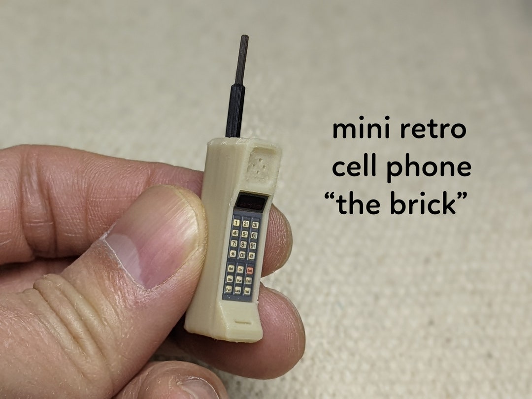 Mini Brick Cell Phone in 1/3, 1/4, 1/6, or 1/12 Scale, Retro Miniature