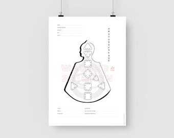 Human Design Chart blanko  | Template    |  PDF  |  4 Formate = 1 Preis, Datei download  | digitales Produkt DIN A3, DINA4, 20x30cm, 30x45cm