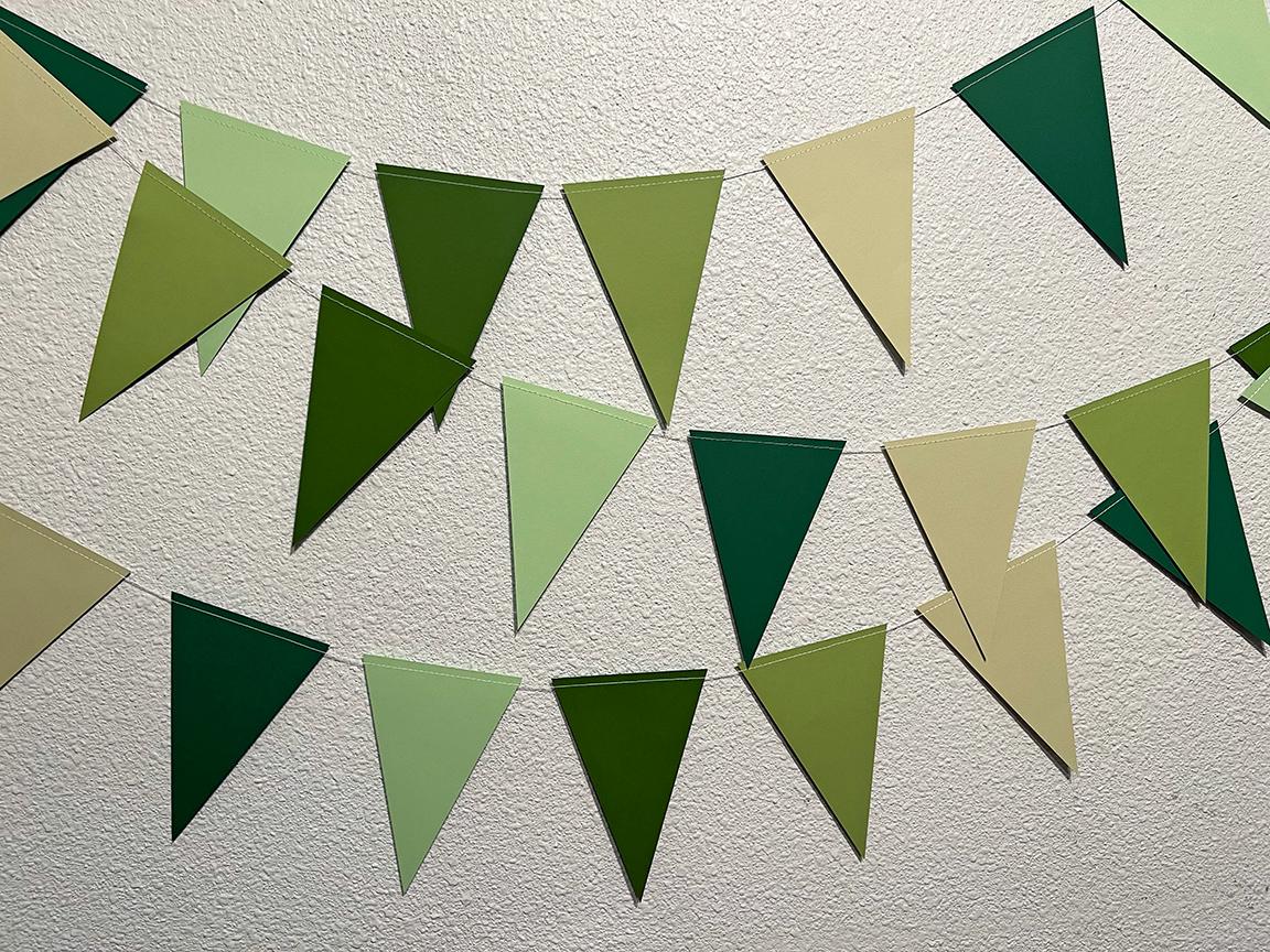 Green Paper Triangle LEAF | Paper Triangle Pennant Flag Garland - Etsy