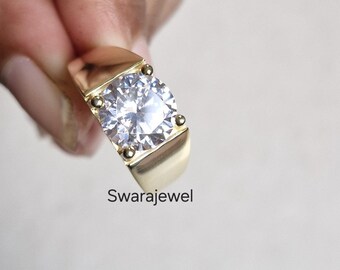 Bague Promesse Or Blanc 14 Carats Avec Moissanite Et Zircone Cubique - Taille 9 - Walter Bauman - Occasion