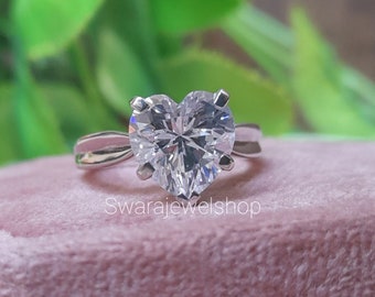 Heart Shaped Engagement Ring, Heart Shaped Diamond Ring,Valentine Ring,Anniversary Ring,Love Ring,Wedding Ring,Ring For Girls, Gift For Her