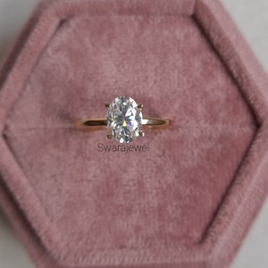1.65ct Solitaire Oval Lab Grown Diamond Ring, 10K,14K and 18K Gold Engagement Ring, Anniversary Gift Ring For Her,