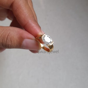 Certified Lab Created 2.00Ct East West Oval Cut Diamond Ring, 14K Gold Oval Diamond Engagement Ring, Solitaire Ring
