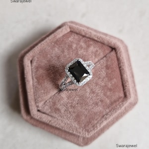Radiant Cut Black Onyx Halo Ring: Minimalist Fine Jewelry