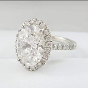 2.25CT Oval Moissanite Halo Engagement Ring, 14K Solid Gold Bridal Ring