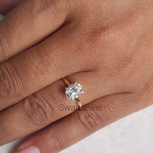 1.65ct Solitaire Oval Lab Grown Diamond Ring, 14K and 18K Gold Engagement Ring, Anniversary Gift Ring For Her,