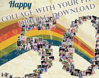 Collage with your photos, "Anniversary Number", digital download