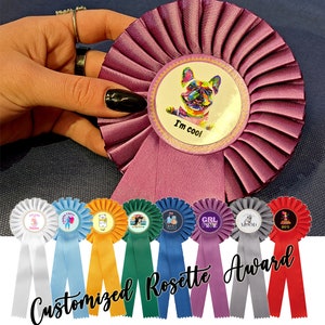 Customized Rosette Ribbon Award with your Photo/ Text or Choose design, Gift for Him, Gift For Her, Birthday Party Gift, Anniversary Gift
