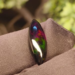 3.95 Cts, Ethiopian Black Opal, Marquise Cabochon, Size 21x12x5mm, Smoke Welo Opal, Multi Color Opal, Loose Gemstone, For Making Jewelry