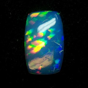 2.4 Cts, Crystal Fire Opal, Cushion Shape, 15x9x3mm, Ethiopian Opal Cabochon,  Welo Opal, Rainbow Fire, Multi Color, Making Opal Jewelry