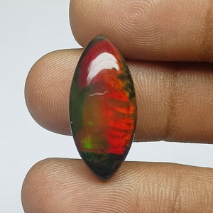 9.9 Cts, Natural Ethiopian Black Opal, Marquise Shape Cabochon Size 24x11x8mm, Rainbow Fire, Multi Color Smoke Fire Opal, For Making Jewelry