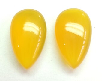 5 Match Pairs, Yellow Chalcedony, Smooth Pear Briolette, Calibrated Gemstone, Size 20X12, 12X8 mm, Yellow Chalcedony Briolette