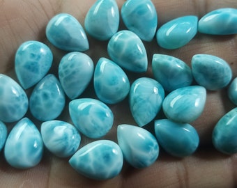 AAA+ Natural Larimar Pear Cabochon, Blue Larimar Stone, Pear Larimar Cabs, Calibrated Size, 3x5mm to 15x20mm, Jewelry Making Loose Gemstone